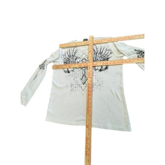 "MMA ELITE" Mens Thermal Gothic Cross Graphic Shirt SZ ? VTG Y2K Grungecore SPOT - Picture 10 of 16